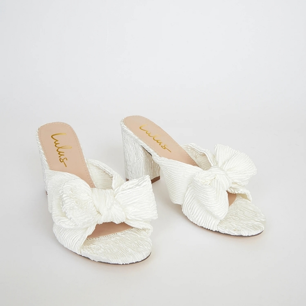 Lulu's Dorothea Ivory Knotted Block Heel Sandals | New Size 6